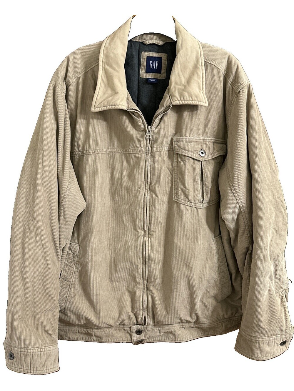 Vintage 2005 GAP Corduroy  Bomber Jacket padded and Lined Tan 2xL truck driver